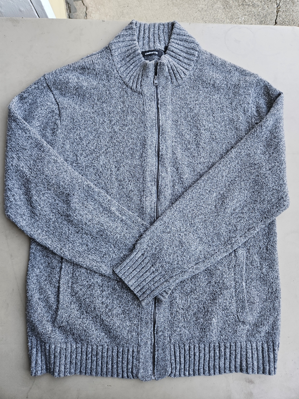 Men's Gray Full-Zip Knit Sweater Jacket
